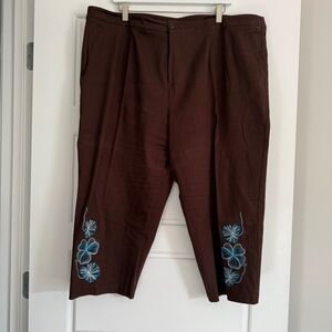 Women’s Brown Embroidered Pants